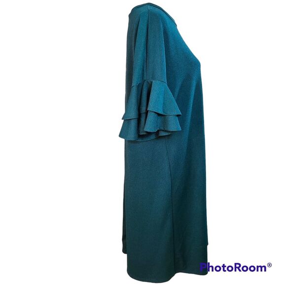 NWT White Birch Size X-Large Green Crepe Ruffle Sleeve Dress Boutique Exclusive - Picture 4 of 8